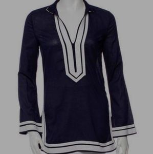 Tory Burch Navy Blue Long Sleeve Tunic (Sz S)